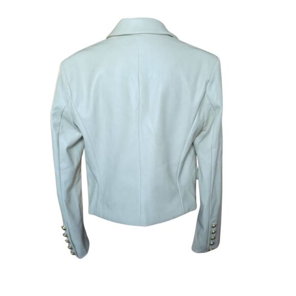 7 For All Mankind Women's Size Large Cream Faux Leather Butter Soft Blazer - Picture 3 of 6